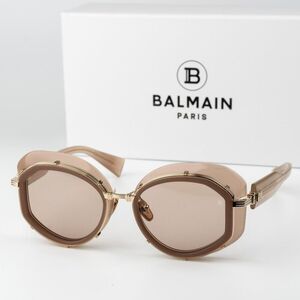 Balmain Women Sunglasses Titanium Nude Gold Brown Round BRIGITTE BPS-129C-53
